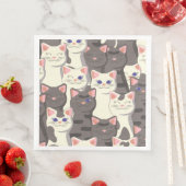 Weiße und graue Katzen Serviette (Beispiel)