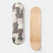 Weiße und graue Katzen Skateboard (Vorderseite)
