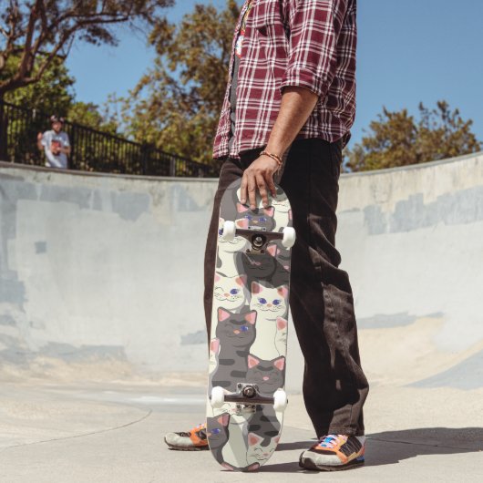 Weiße und graue Katzen Skateboard (Außenbereich 2)