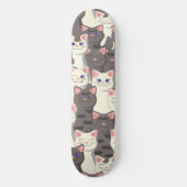 Weiße und graue Katzen Skateboard (Vorderseite)