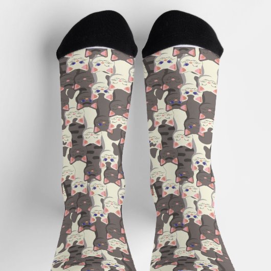 Weiße und graue Katzen Socken (Oben)