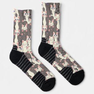 Weiße und graue Katzen Socken