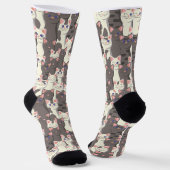 Weiße und graue Katzen Socken (Gewinkelt)
