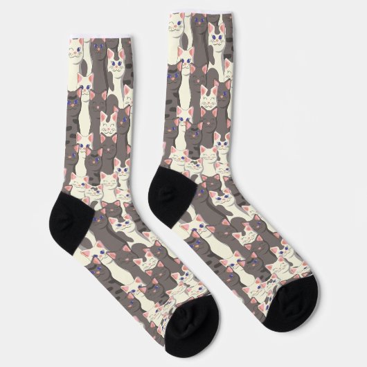 Weiße und graue Katzen Socken (Rechts)