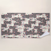 Weiße und graue Katzen Strandtuch (Vorderseite)