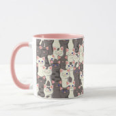 Weiße und graue Katzen Tasse (Links)