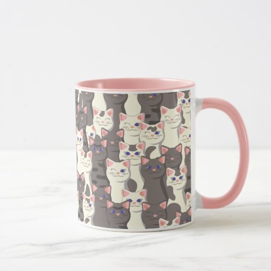 Weiße und graue Katzen Tasse (Rechts)