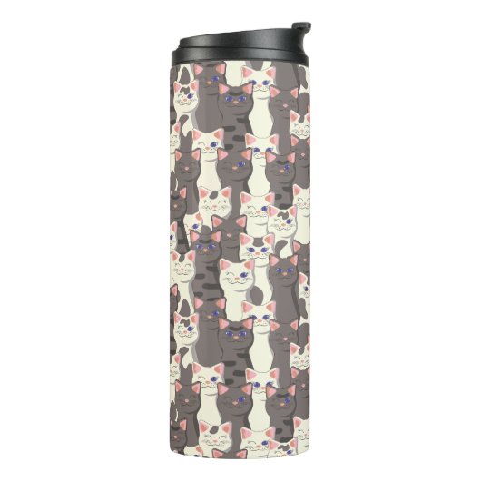 Weiße und graue Katzen Thermosbecher (Nach links gedreht)