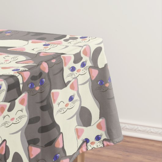 Weiße und graue Katzen Tischdecke (Beispiel)