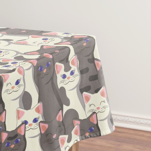 Weiße und graue Katzen Tischdecke (Beispiel)
