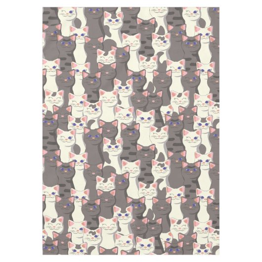 Weiße und graue Katzen Tischdecke (Vorderseite)