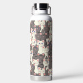Weiße und graue Katzen Trinkflasche (Rückseite)