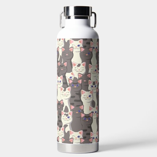 Weiße und graue Katzen Trinkflasche (Vorderseite)