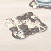 Weiße und graue Katzen Untersetzer (angewinkelt)