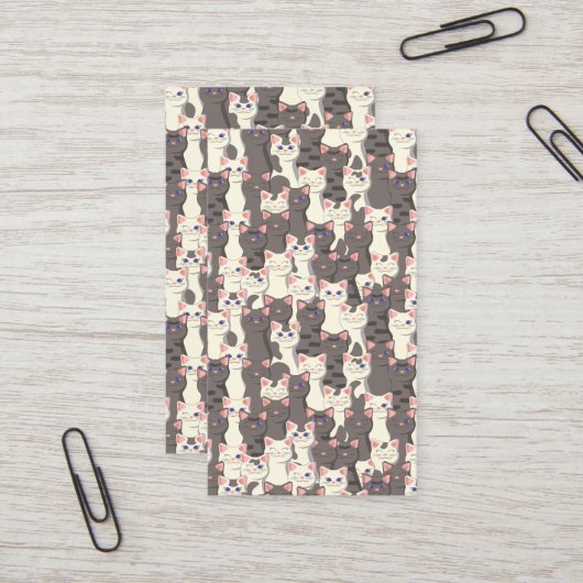 Weiße und graue Katzen Visitenkarte (Vorderseite/Rückseite Beispiel)