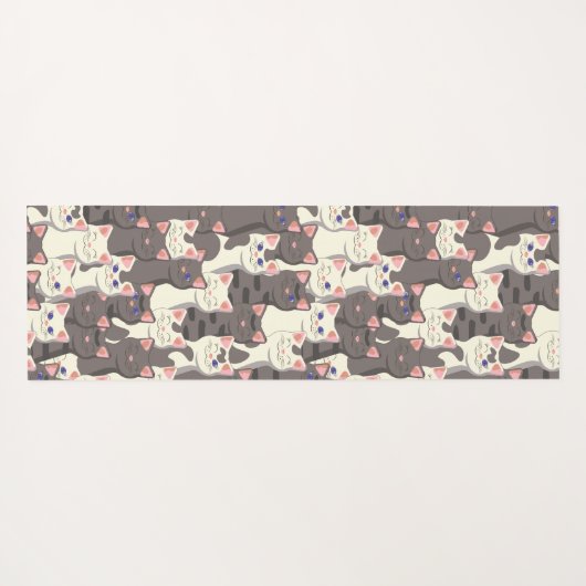 Weiße und graue Katzen Yogamatte (Rückseite (Horizontal))