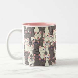 Weiße und graue Katzen Zweifarbige Tasse