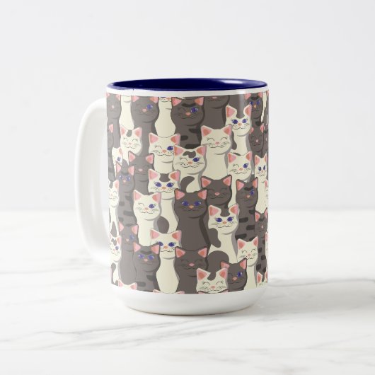 Weiße und graue Katzen Zweifarbige Tasse (Vorderseite Links)