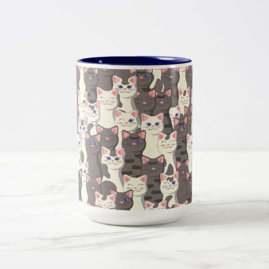 Weiße und graue Katzen Zweifarbige Tasse (Mittel)