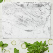 Weiße und graue Marmorplatte DIY Dunkelgrauer Name Geschirrtuch (Gefaltet)