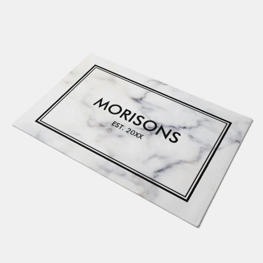 Weiße und graue Marmorsteine Fußmatte (Schrägansicht)