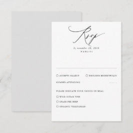 Weiße und graue moderne Minimal-Hochzeitskarte RSVP Karte