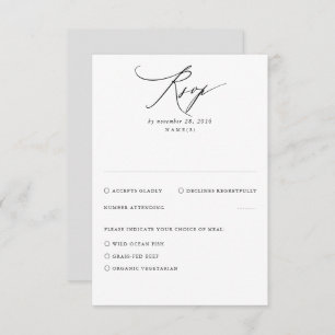 Weiße und graue moderne Minimal-Hochzeitskarte RSVP Karte
