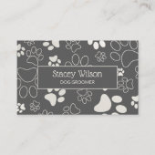 Weiße und graue Pet Groomer Paw Print Visitenkarte (Vorderseite)