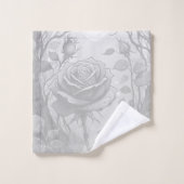 Weiße und graue Rose 2 Badhandtuch Set (Waschlappen)