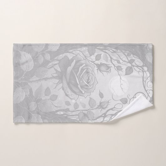 Weiße und graue Rose 2 Badhandtuch Set (Handtuch)