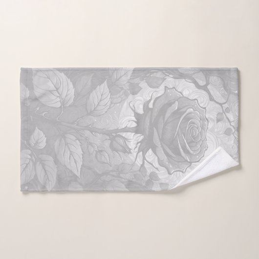 Weiße und graue Rose 3 Badhandtuch Set (Handtuch)