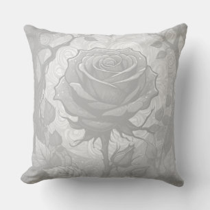 Weiße und graue Rose 3 Kissen