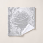 Weiße und graue Rose Badhandtuch Set (Waschlappen)