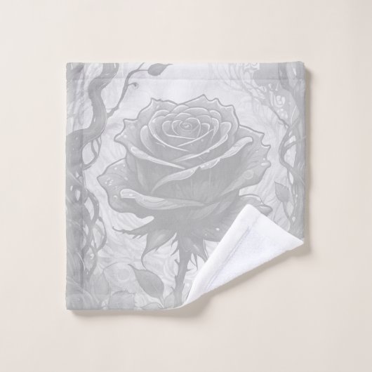 Weiße und graue Rose Badhandtuch Set (Waschlappen)