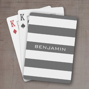 Weiße und graue Rugby Streifen mit Individuelle Na Spielkarten