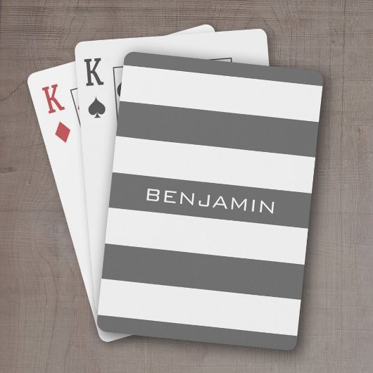 Weiße und graue Rugby Streifen mit Individuelle Na Spielkarten