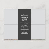 Weiße und graue Script-Kalligrafie Collage Birth  Ankündigungspostkarte (Rückseite)