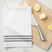 Weiße und graue Streifen und Monogramm Geschirrtuch (Viertel Falte)