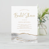 Weiße und graue Tore mit Gold | Brautparty Einladung (Stehend Vorderseite)