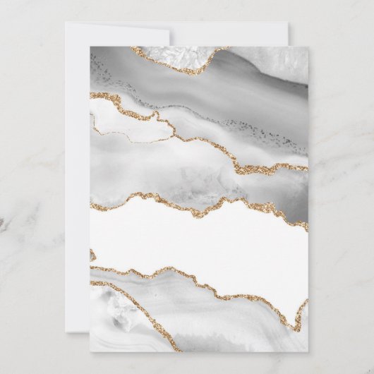 Weiße und graue Tore mit Gold | Brautparty Einladung (Rückseite)