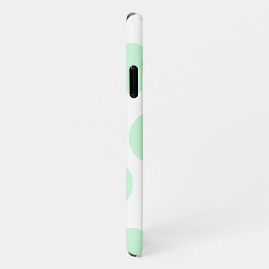 Weiße und große Pastelle Minze Green Polka Dot Mus iPhone Hülle (Rechte Seite)