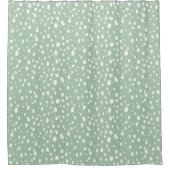 Weiße und grüne Abstrakte Punkte Duschvorhang (Vorderseite)