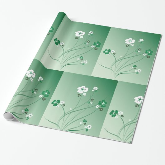 Weiße und grüne Blume Geschenkpapier (Ungerollt)