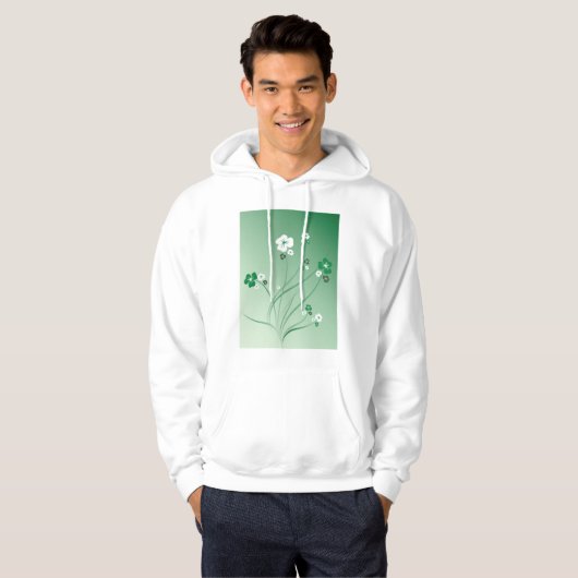 Weiße und grüne Blume Hoodie (Vorne ganz)