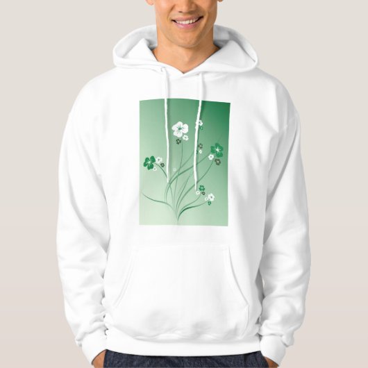 Weiße und grüne Blume Hoodie (Vorderseite)