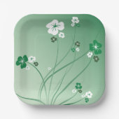 Weiße und grüne Blume Pappteller (Vorderseite)