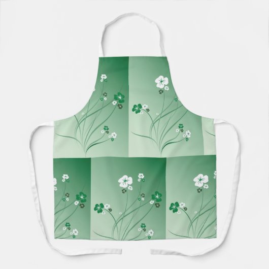 Weiße und grüne Blume Schürze (Vorderseite)