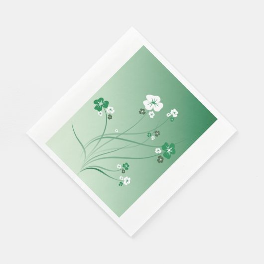 Weiße und grüne Blume Serviette (Ecke)