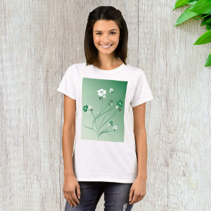 Weiße und grüne Blume T-Shirt