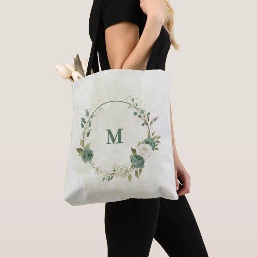 Weiße und grüne Blume Tasche (Von Nahem)